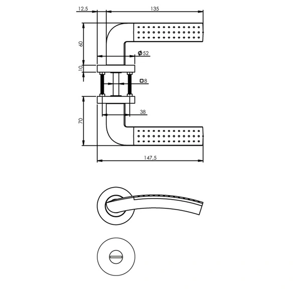 Türdrücker »Sharon«, D.52x10mm WC 8 mm stift
