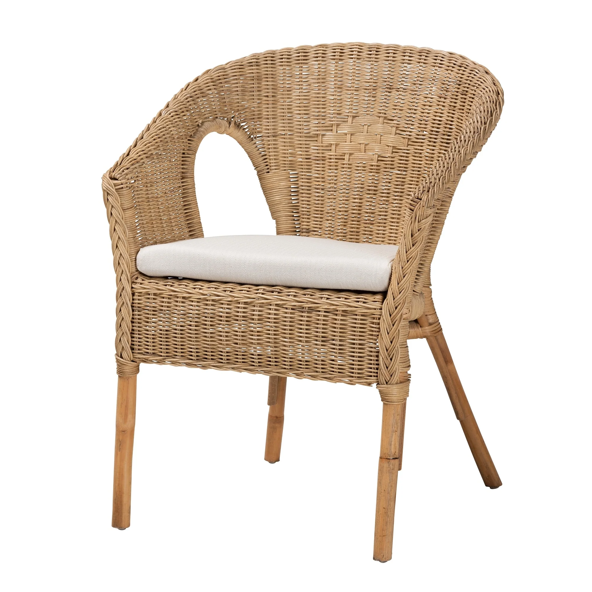 Abbey Modern Bohemian Natural Brown Antique Rattan Dining Chair