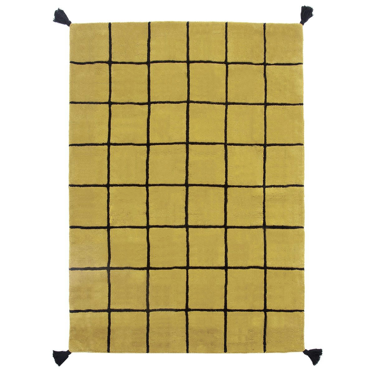 MINIMA - Tapis GRID en Coton Jaune moutarde
