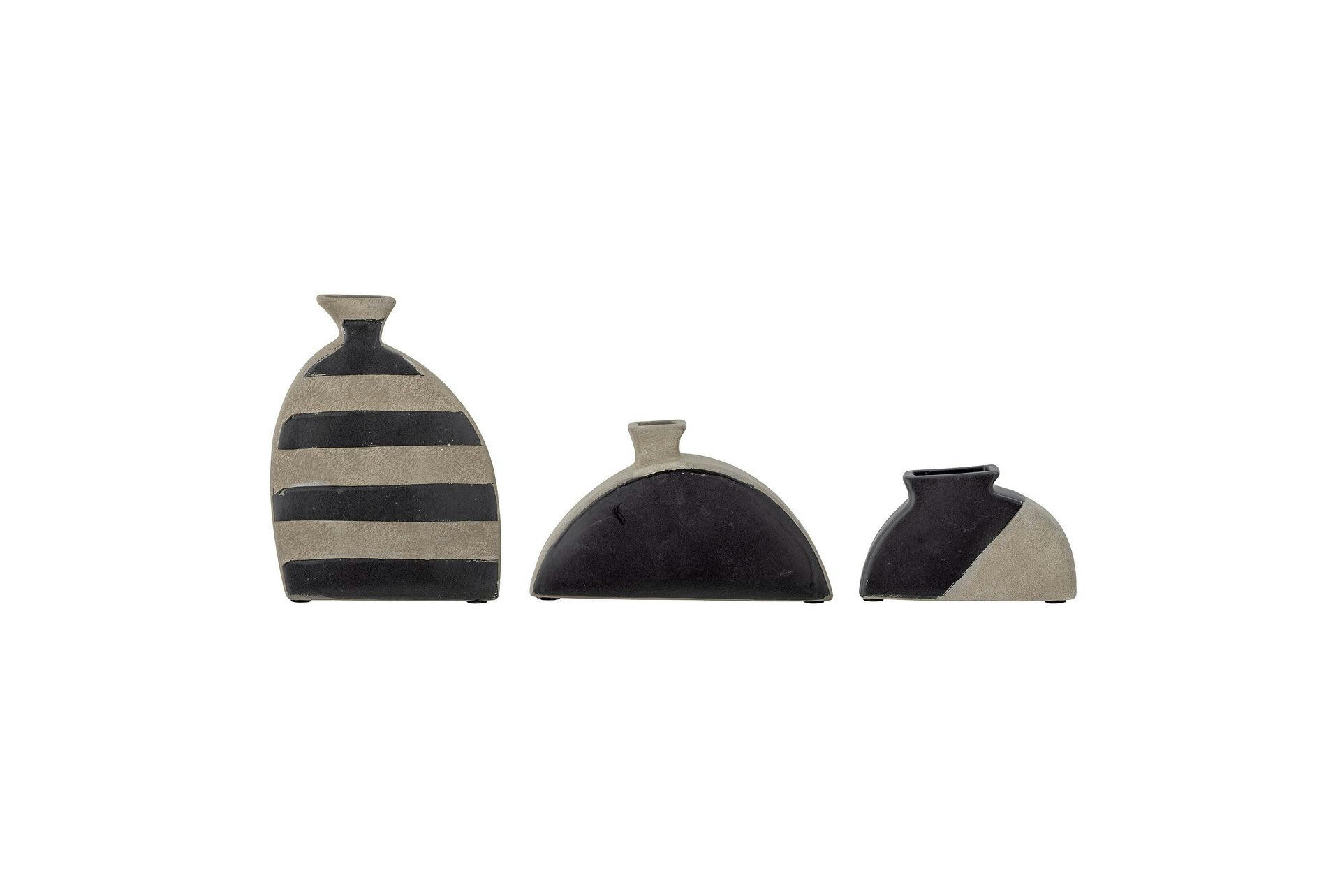 NEZHA - Lot de 3 vases noir en terre cuite