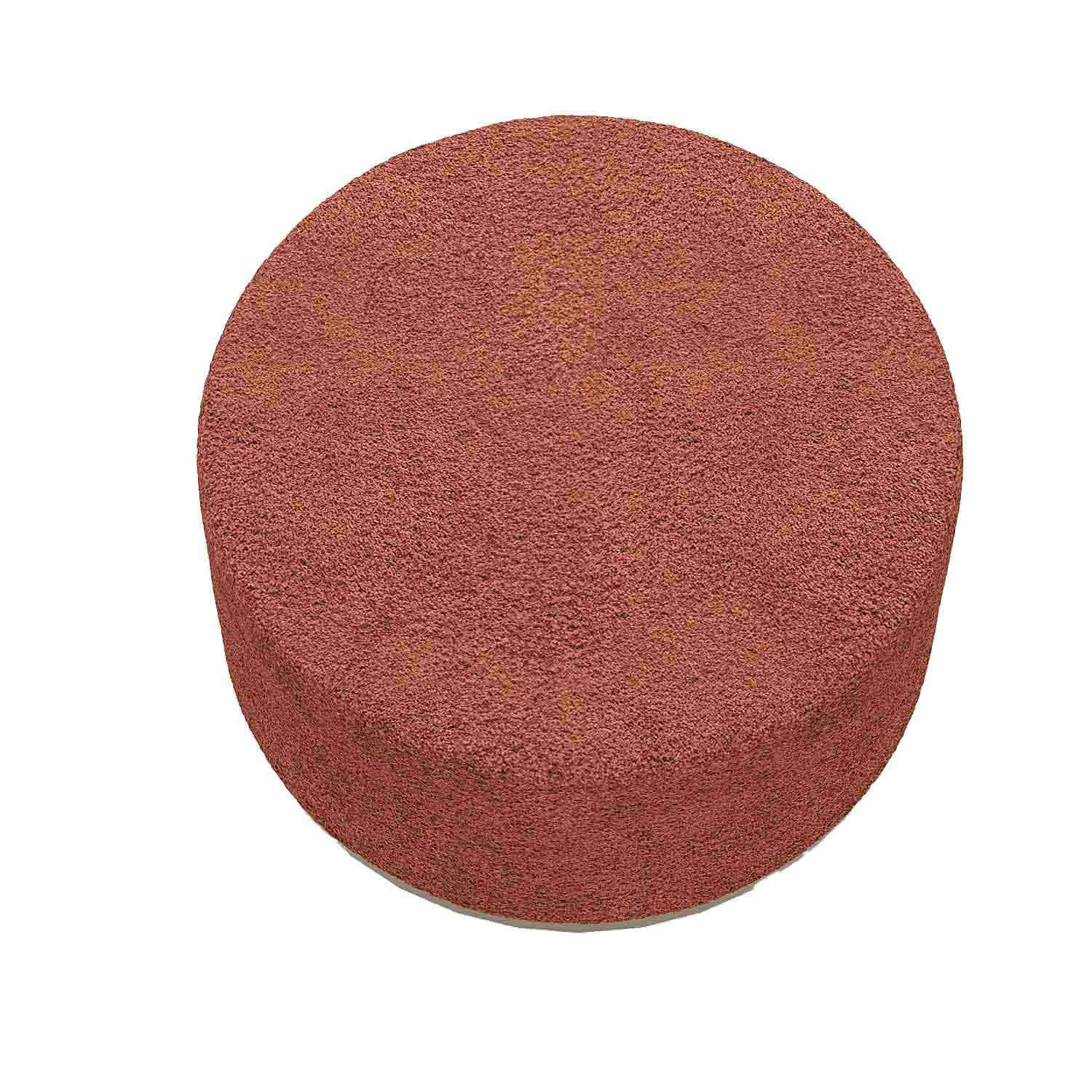 VICTOR - Grand pouf rond ottoman en bouclette rose