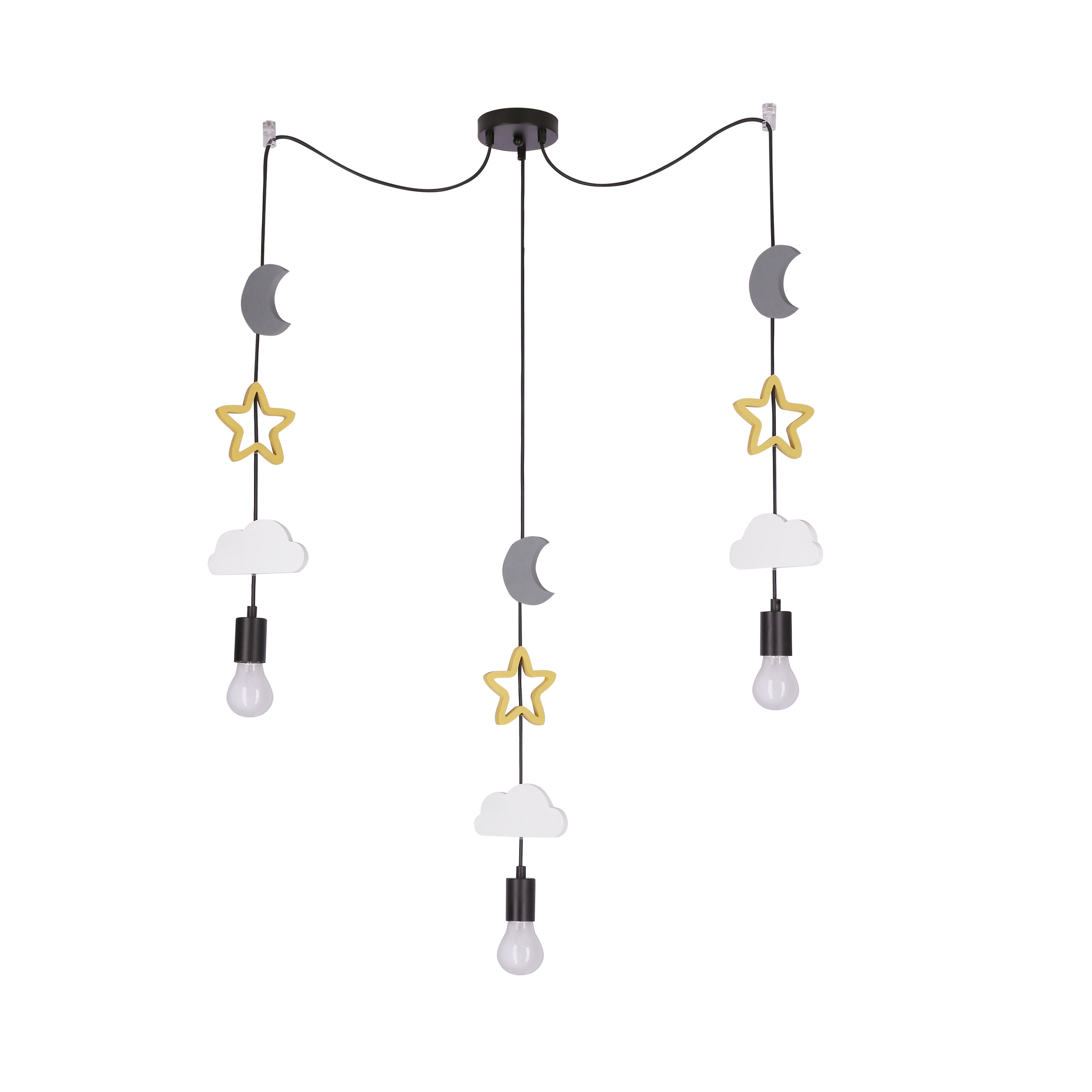 Lampa wisząca Trio kolorowe ozdoby czarna 3xE27x20W IP20 Candellux