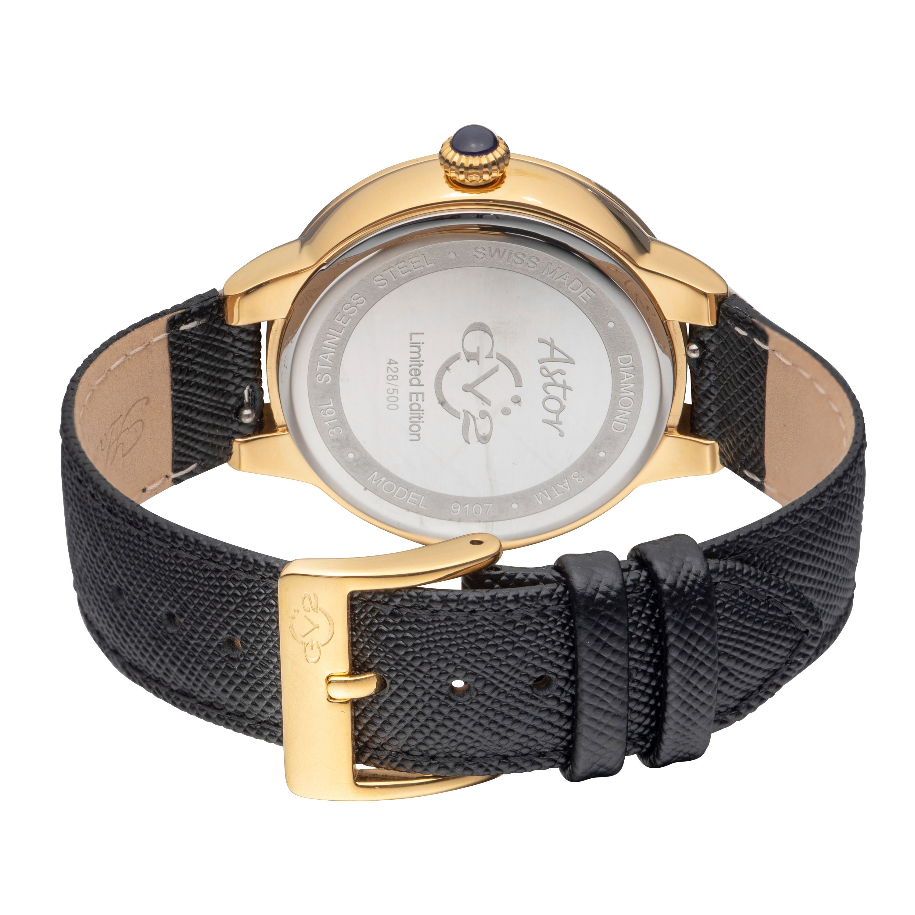 GV2 Astor White Dial 9107 Leather Swiss Quartz Watch