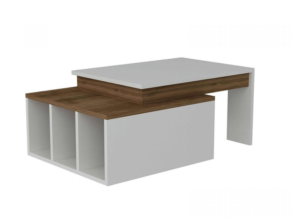 VINTAGE - VINTAGE Table basse blanc et noyer