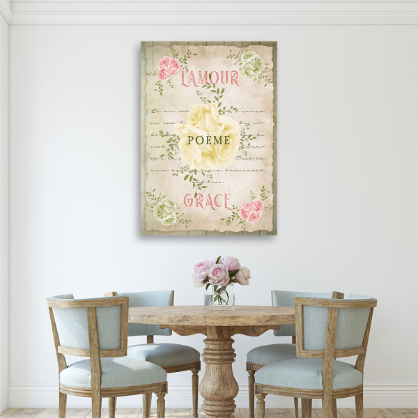 Feeby Obraz na płótnie, Love Kwiaty Vintage 40x60