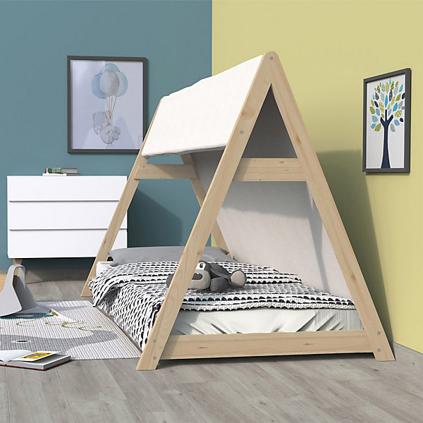 Lit cabane TIPI 70x140   1 toile   1 sommier / Naturel