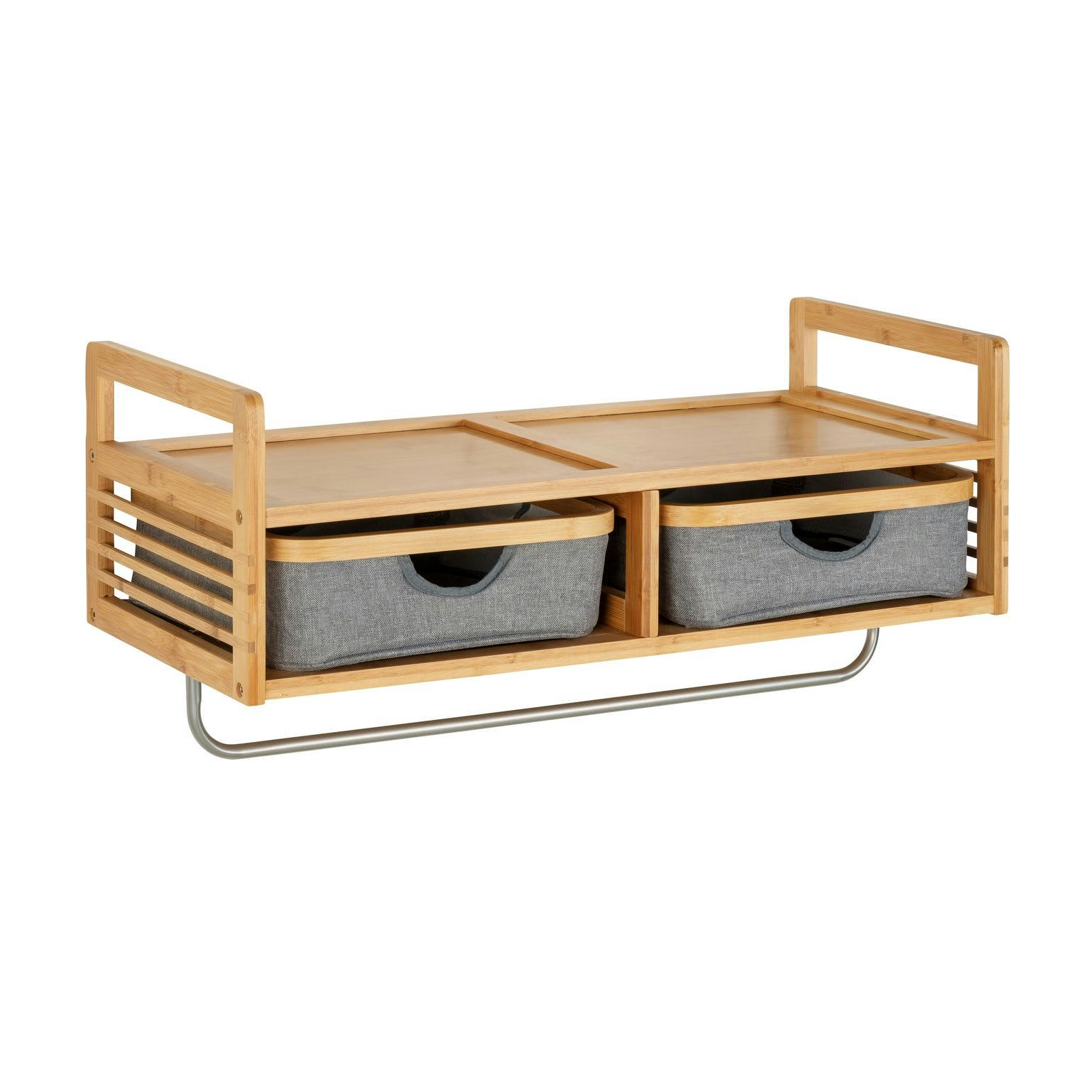 BAHARI - Etagère murale avec 1 porte-vêtement et 2 tiroirs de rangement