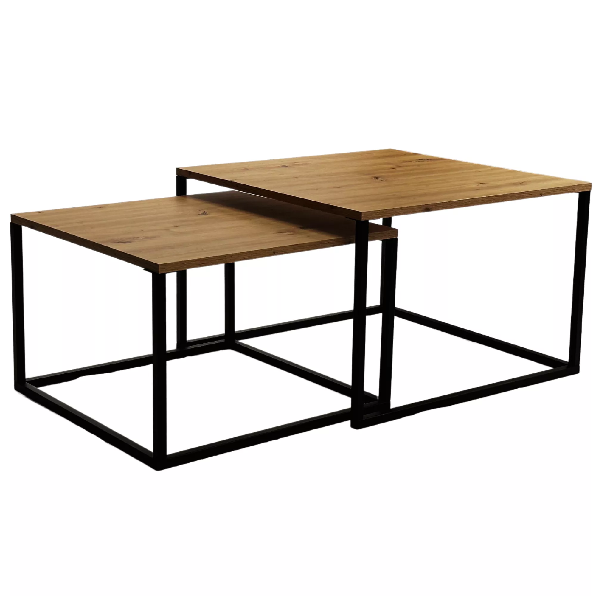 Stolik kwadratowy Loft 2 w 1 czarne obrzeże