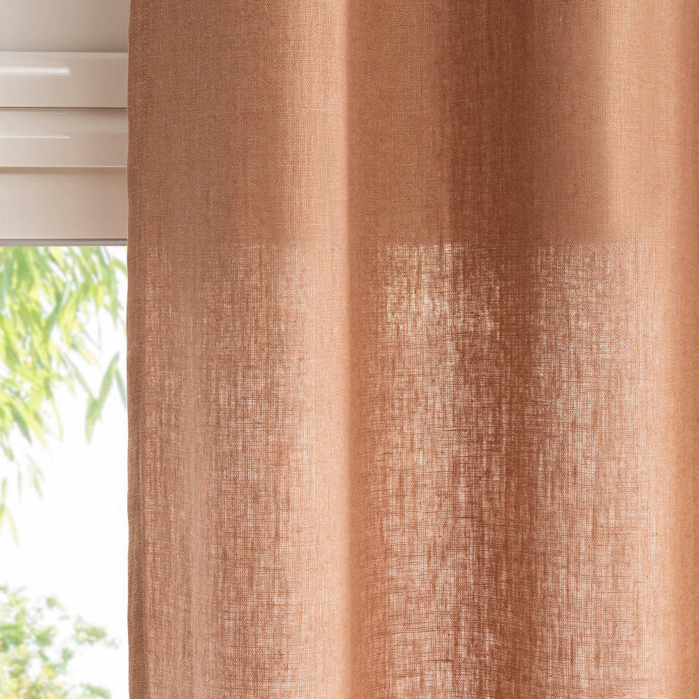 - Rideau à œillets en lin lavé moka à l'unité 130x300, OEKO-TEX®