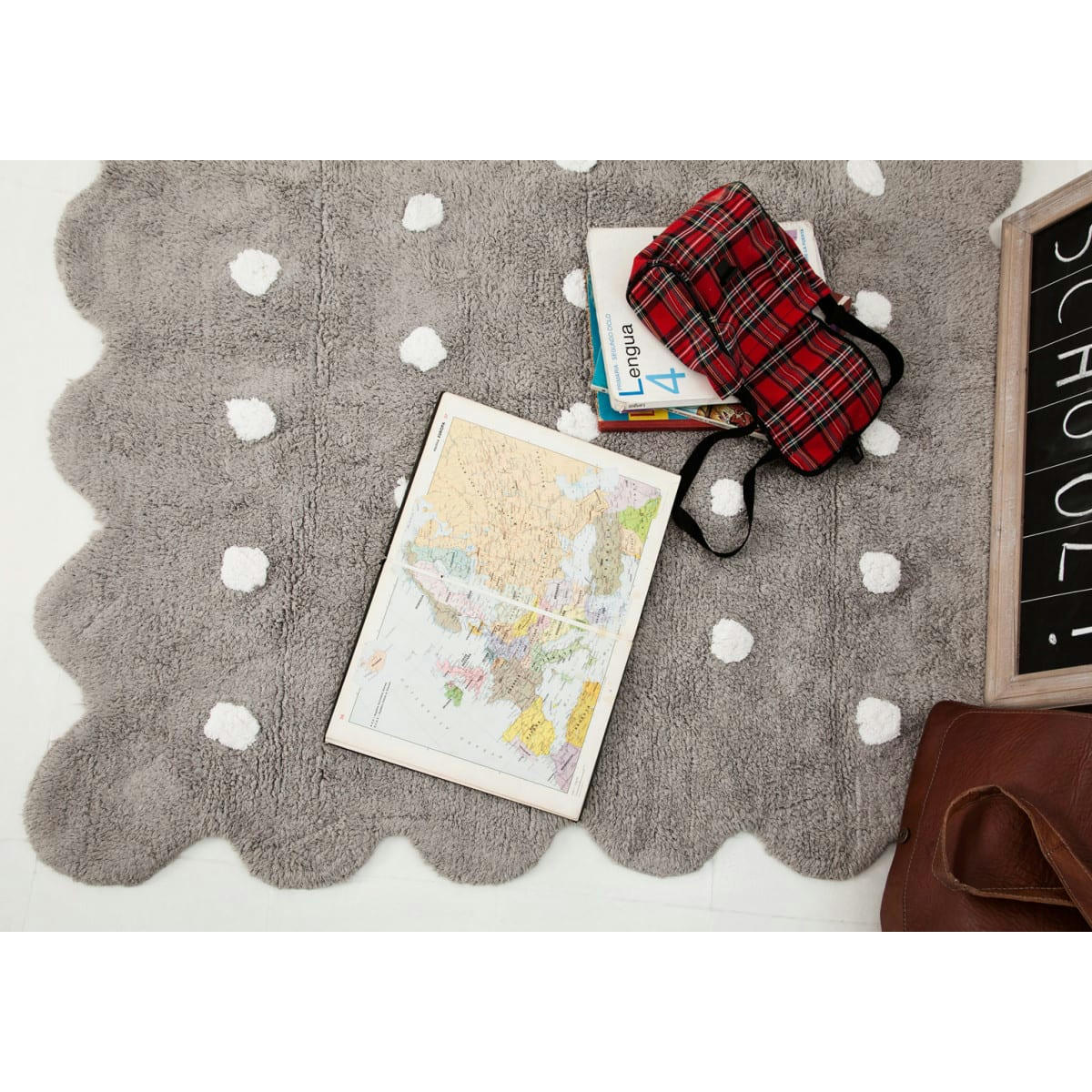 BISCUIT - Tapis coton forme biscuit gris 120x160