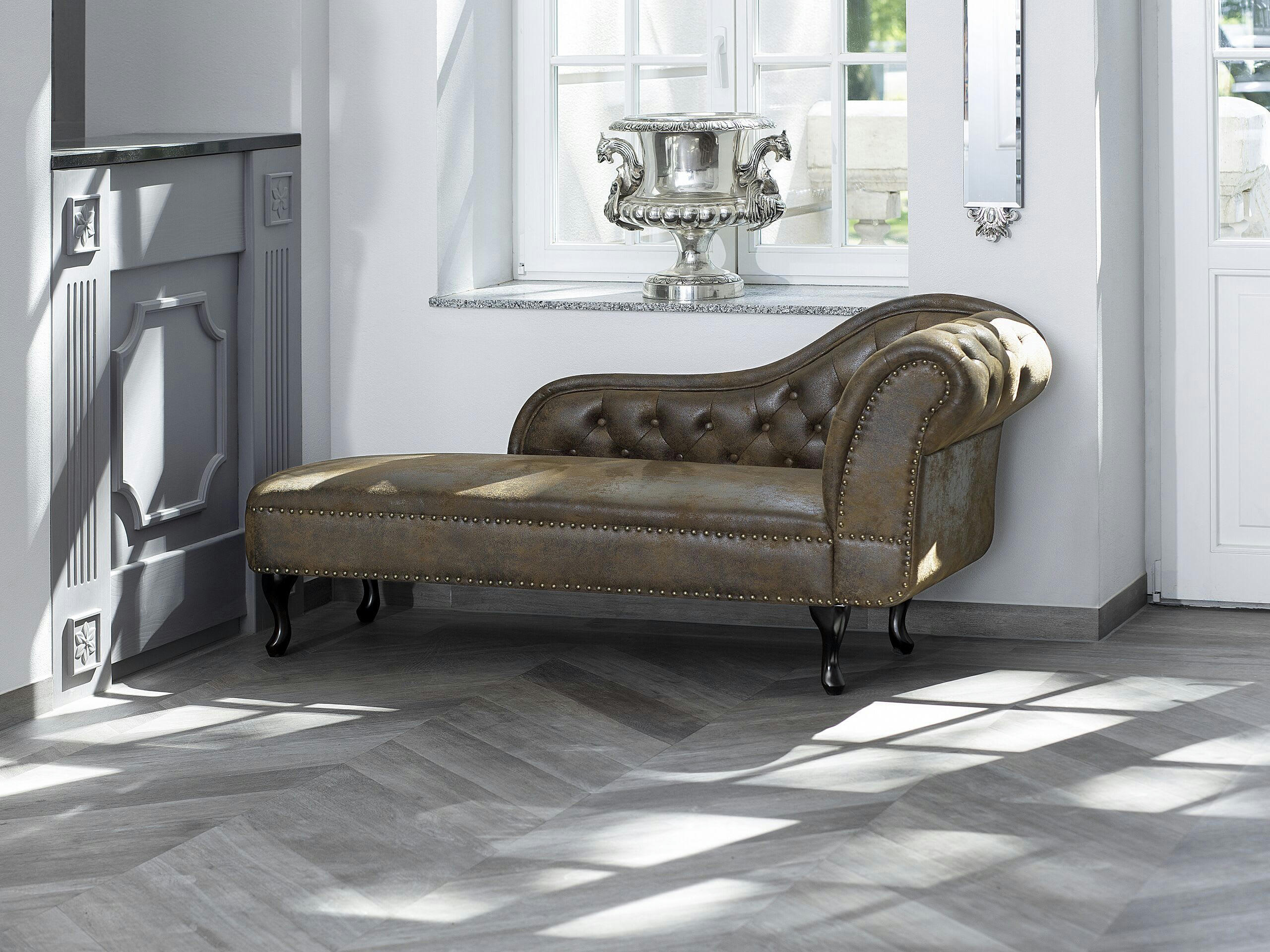 NIMES - Méridienne Chesterfield marron côté droit