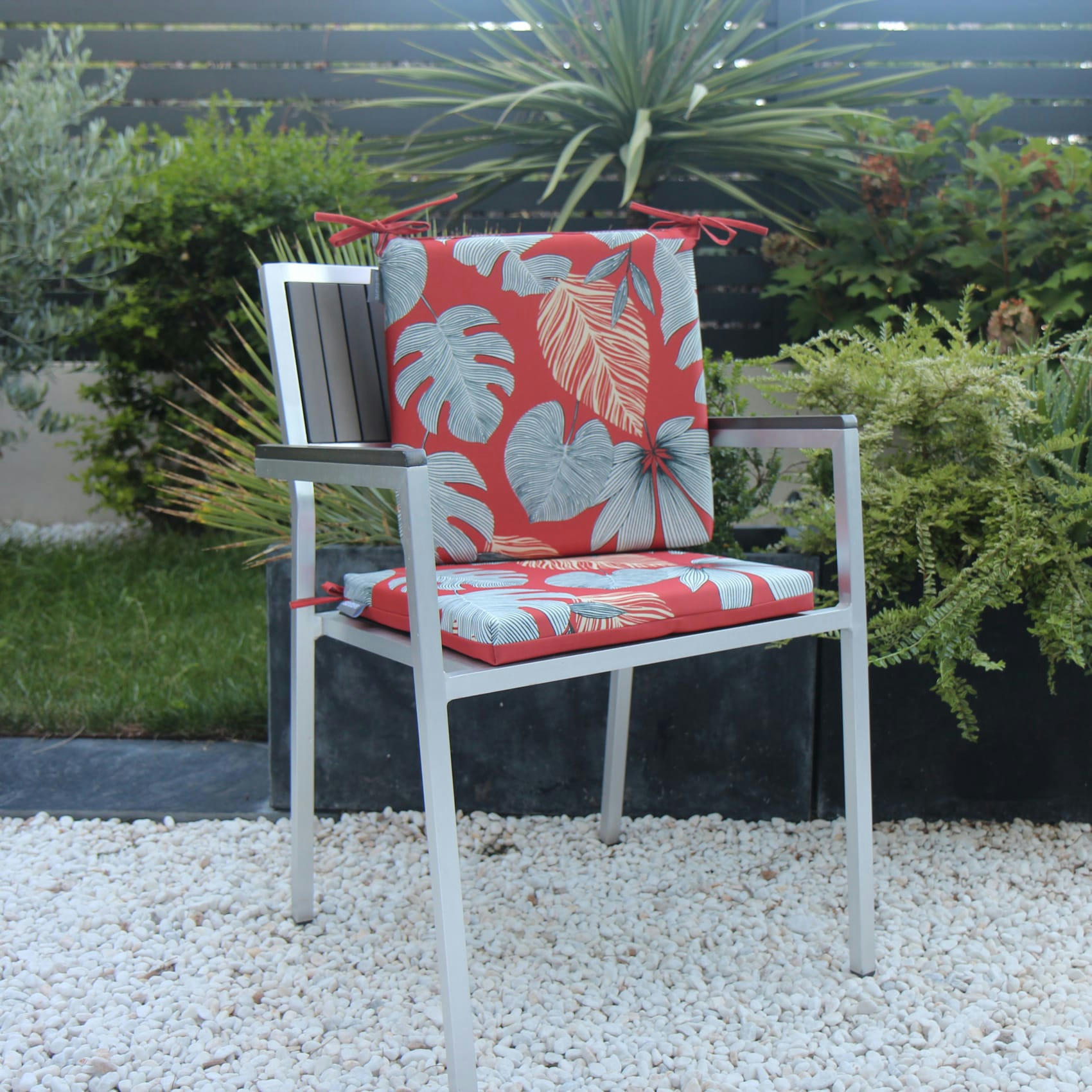 TROPICAL - Galette extérieur en fibre synthétique orange 40x40