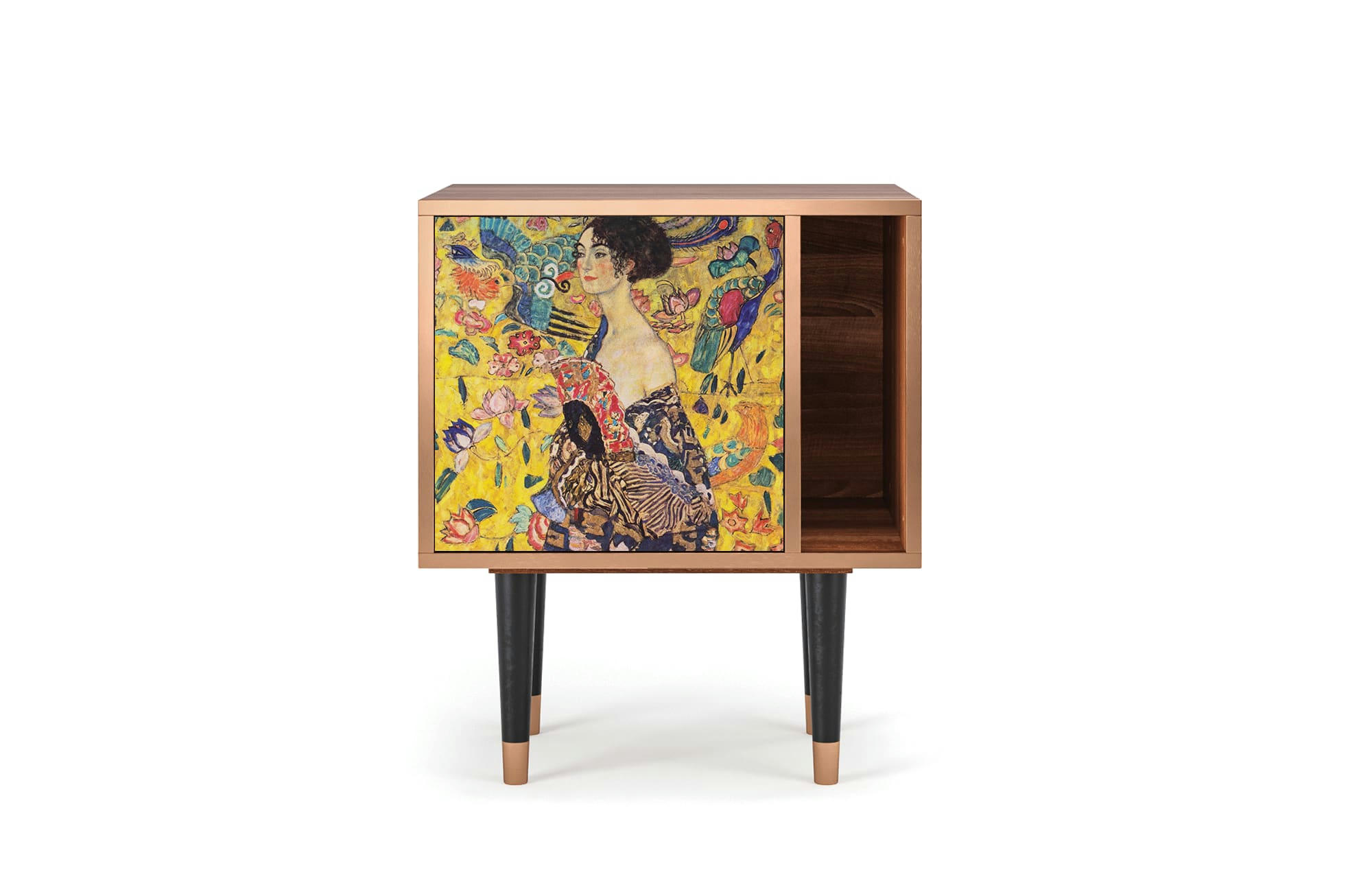 LADY WITH FAN BY GUSTAV KLIMT - Table de chevet jaune 1 porte L 58 cm