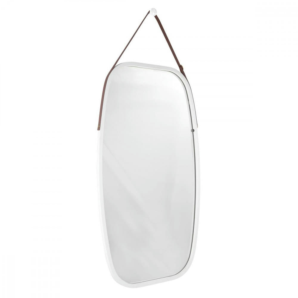 IDYLLIC - Miroir à suspendre en verre et bambou blanc 74x43cm