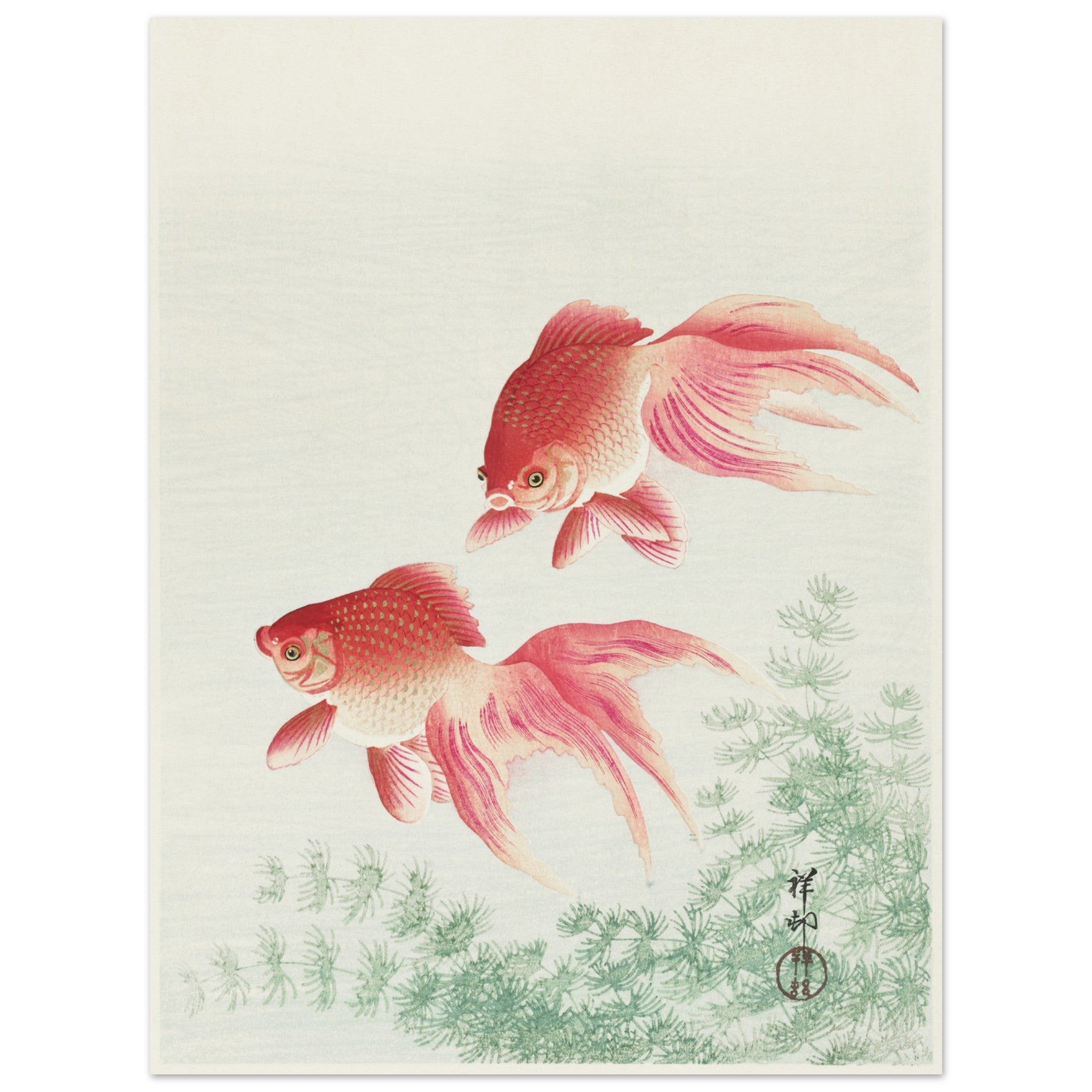 Artfulprints Poster Ohara Koson - Two veil goldfish  - 30x40 cm - Meerkleurig