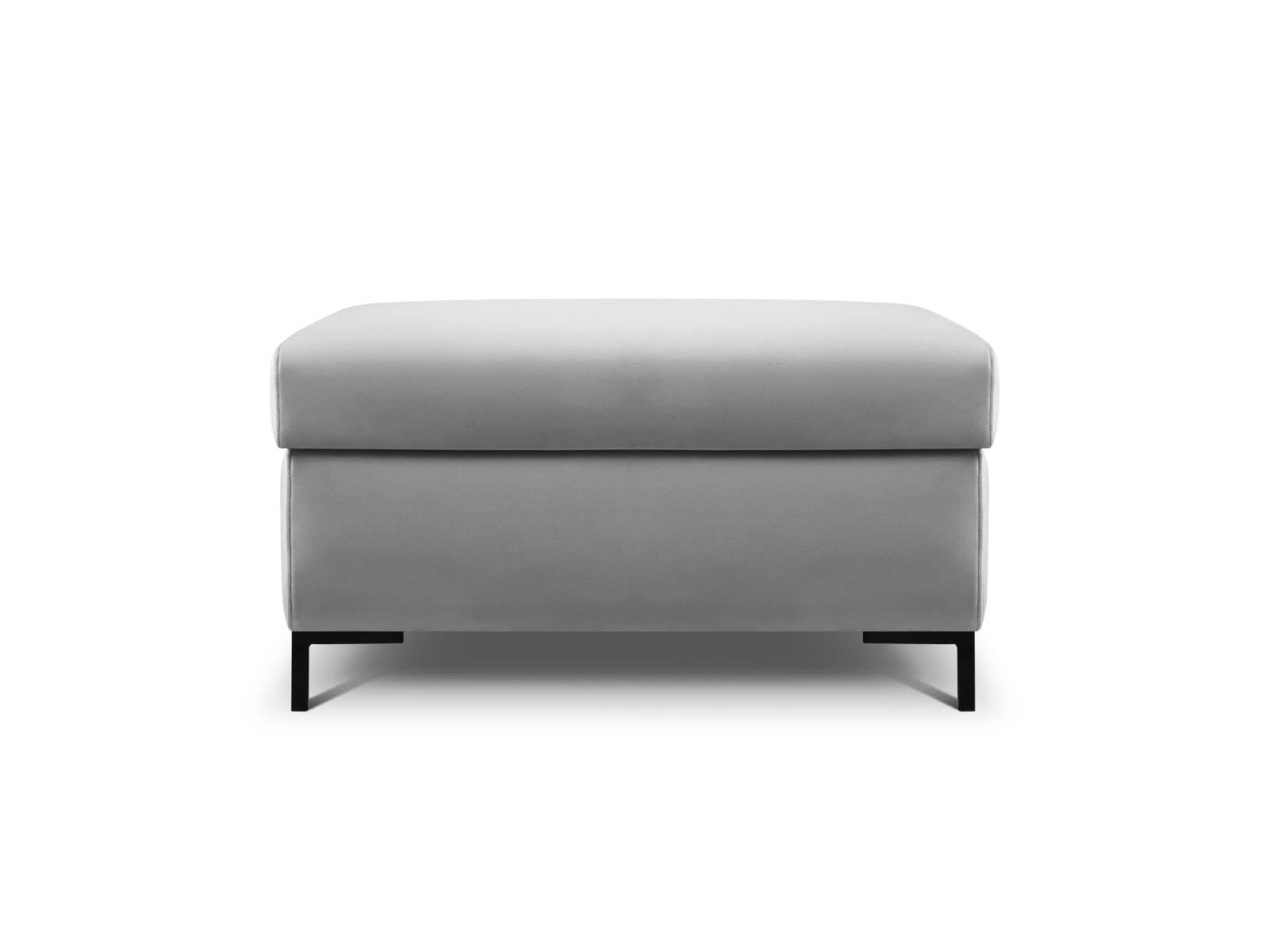 YANIS - Pouf Avec Boîte 1 place en Velours Gris