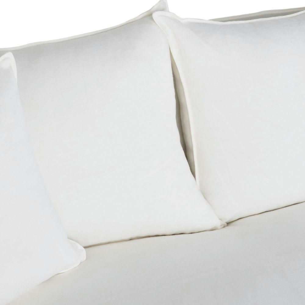 Louvain - Housse de canapé d'angle droit en lin froissé supérieur blanc