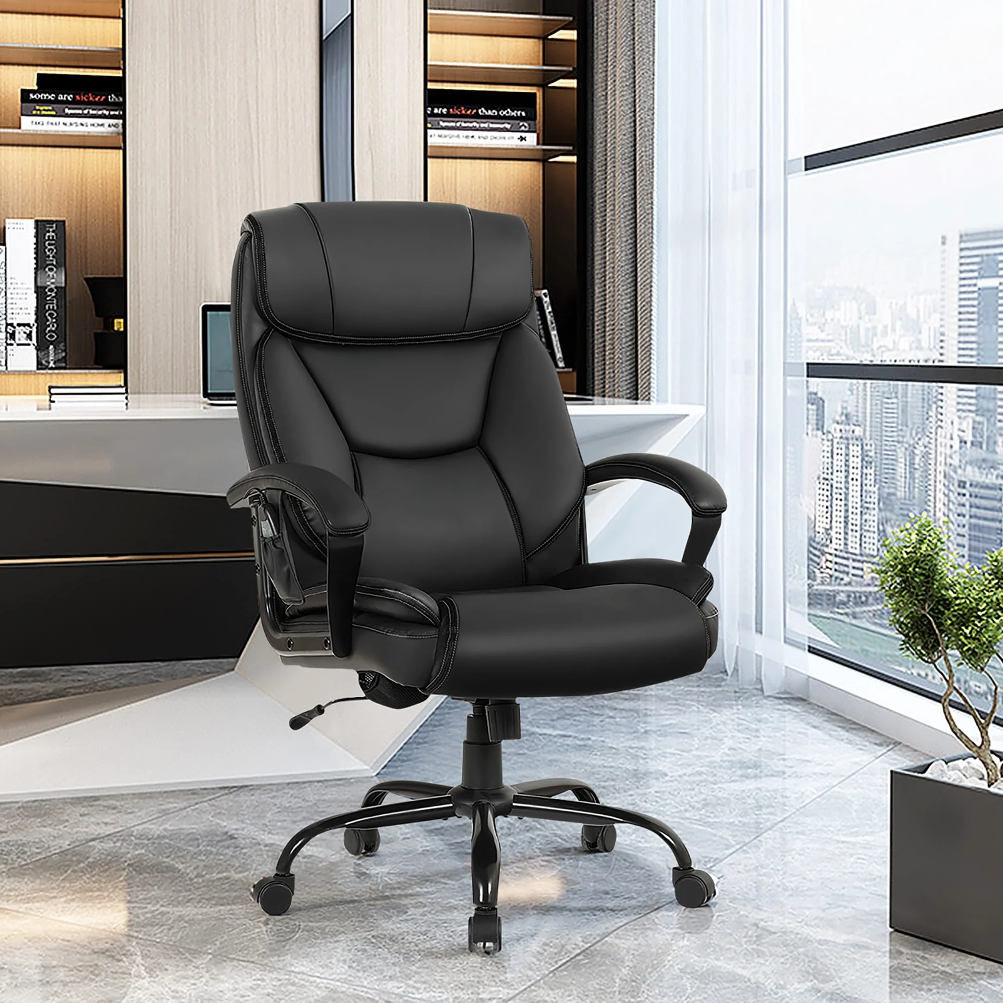 Costway Big & Tall 500lb Office Chair Executive PU Leather Computer
