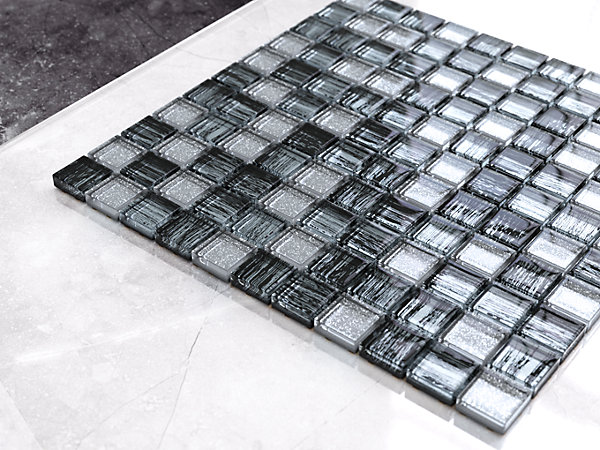 Mosaïque en verre sur filet pour salle de bain ou cuisine 30 cm x 30 cm - Diamond zebra