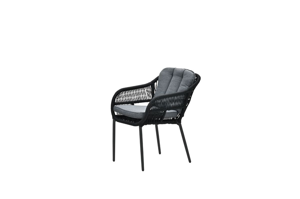 Pescara dining fauteuil - carbon black -rope black - mystic grey