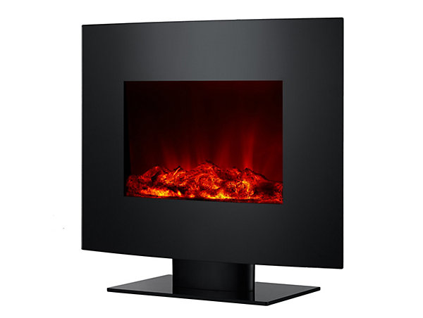 Cheminée électrique 2kW verre trempé noir avec télécommande