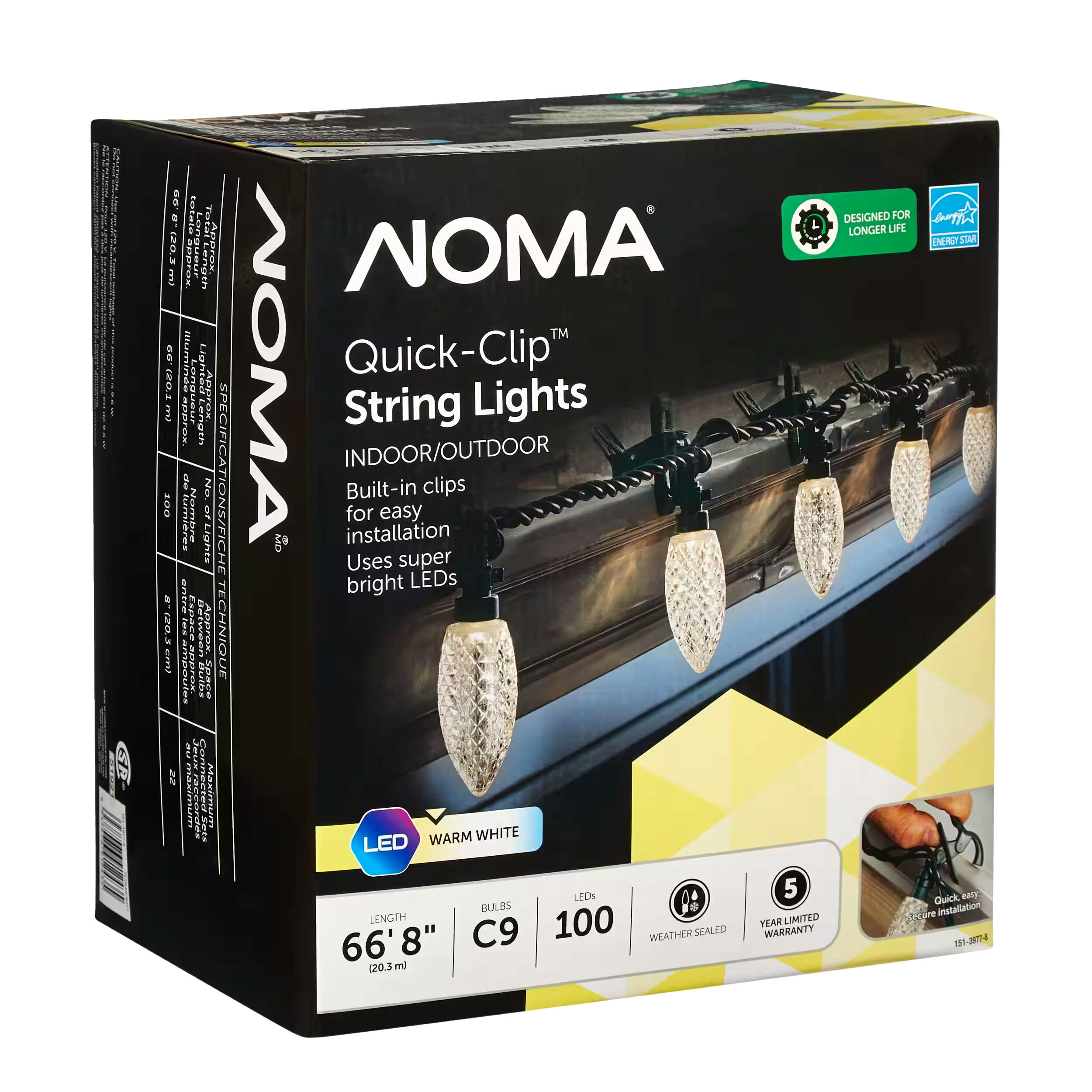 NOMA Quick-Clip 100 C9 LED Lights, WW
