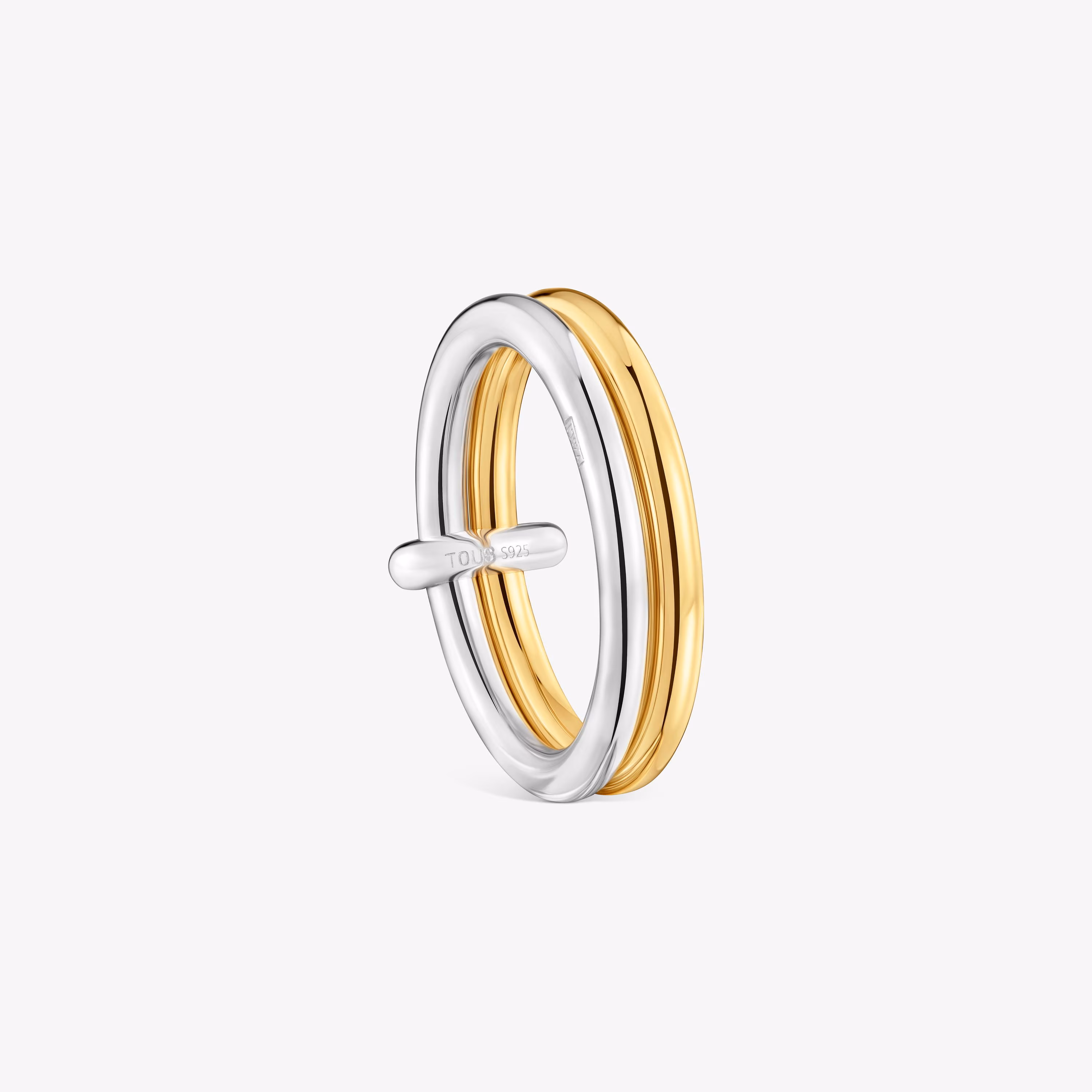 Anillo doble aro bicolor Straight