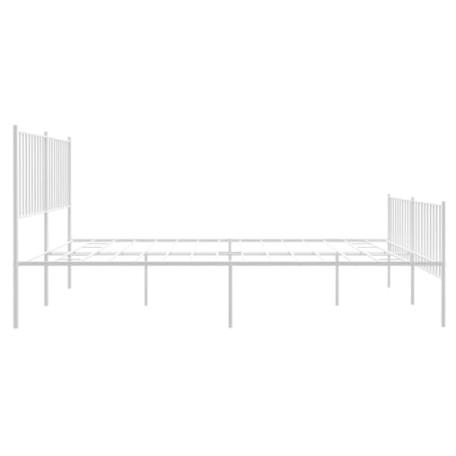 NNEVL Metal Bed Frame with Headboard and Footboard White 153x203 cm Queen