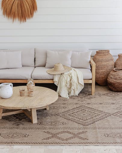 Takha Brown and Beige Tribal Flatweave Indoor Outdoor Rug