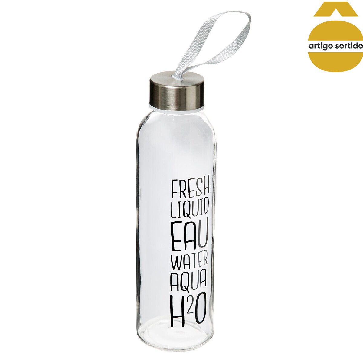 Garrafa de água decorada em vidro 50cl