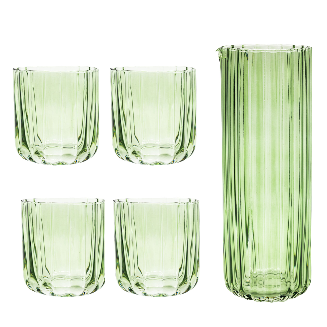 Brut Homeware | Set Gaia | Karaf   4 Tumbler | groen