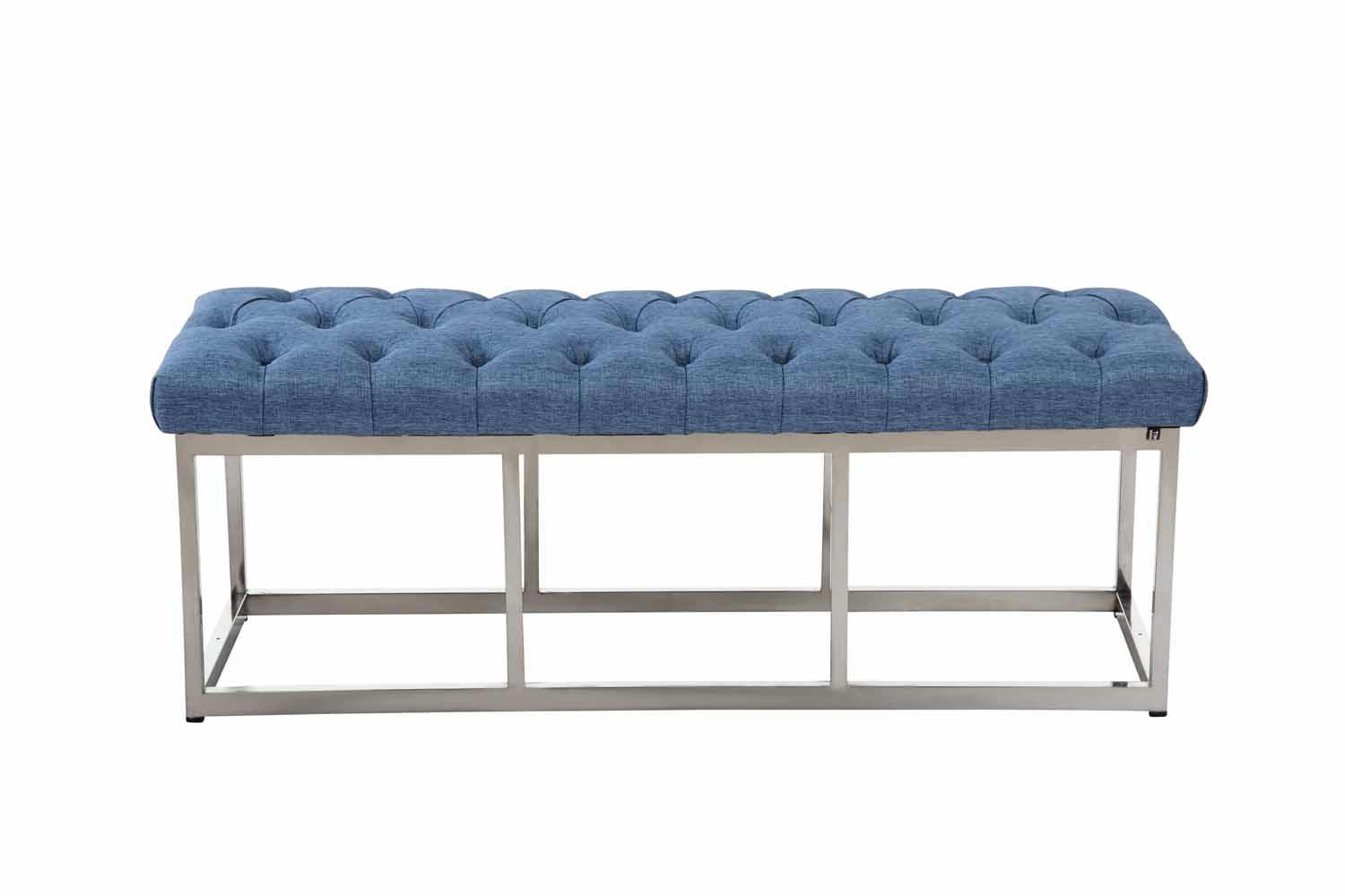 AMUN - Banquette avec pieds en métal assise en tissu Bleu