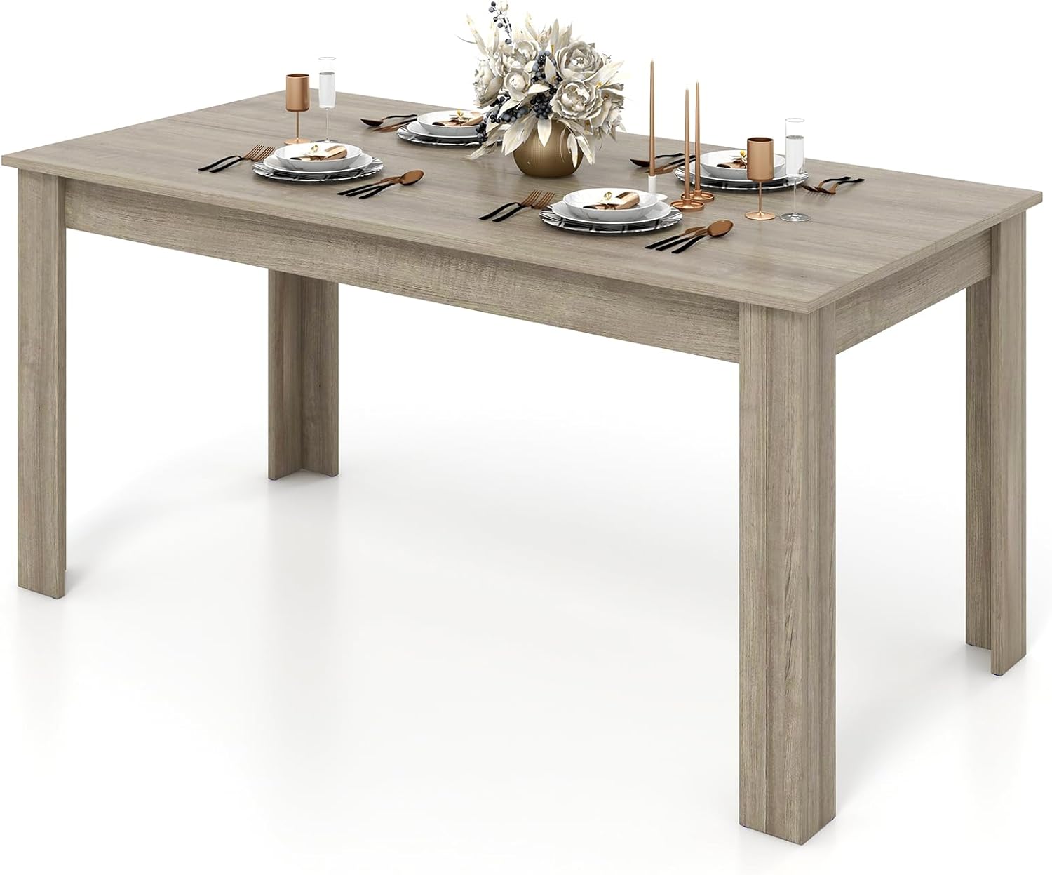 Giantex Large Farmhouse Dining Table - 63 L x 31.5 W x 30 H, 330LBS Capacity, Center Table for Living Room, Home Office, Kitchen, Dinette, Dinner, Oak