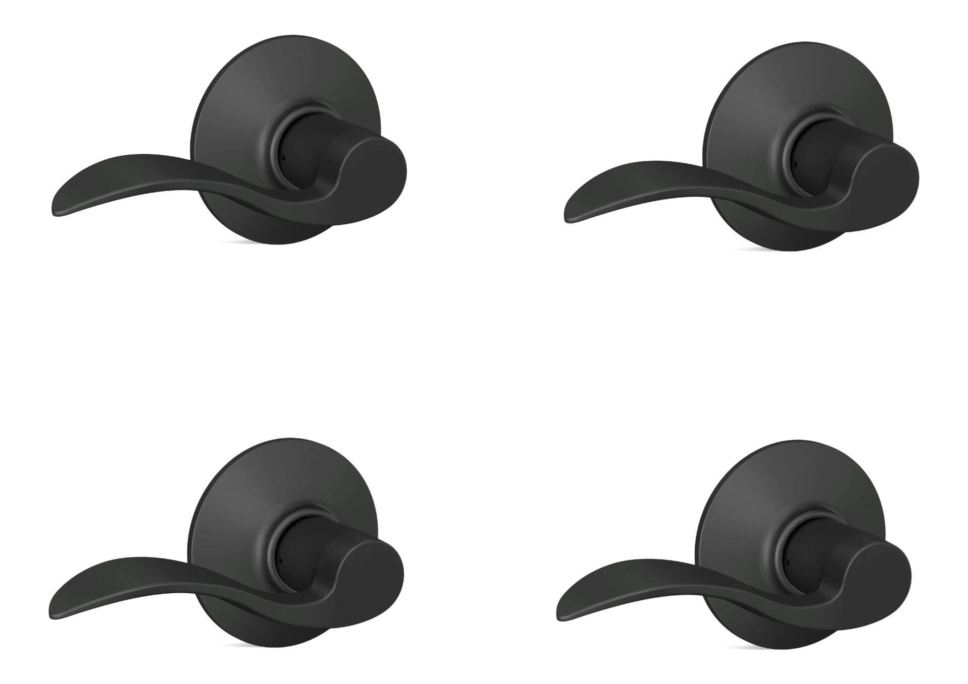 Schlage Passage Levers, Matte Black, 4-pk