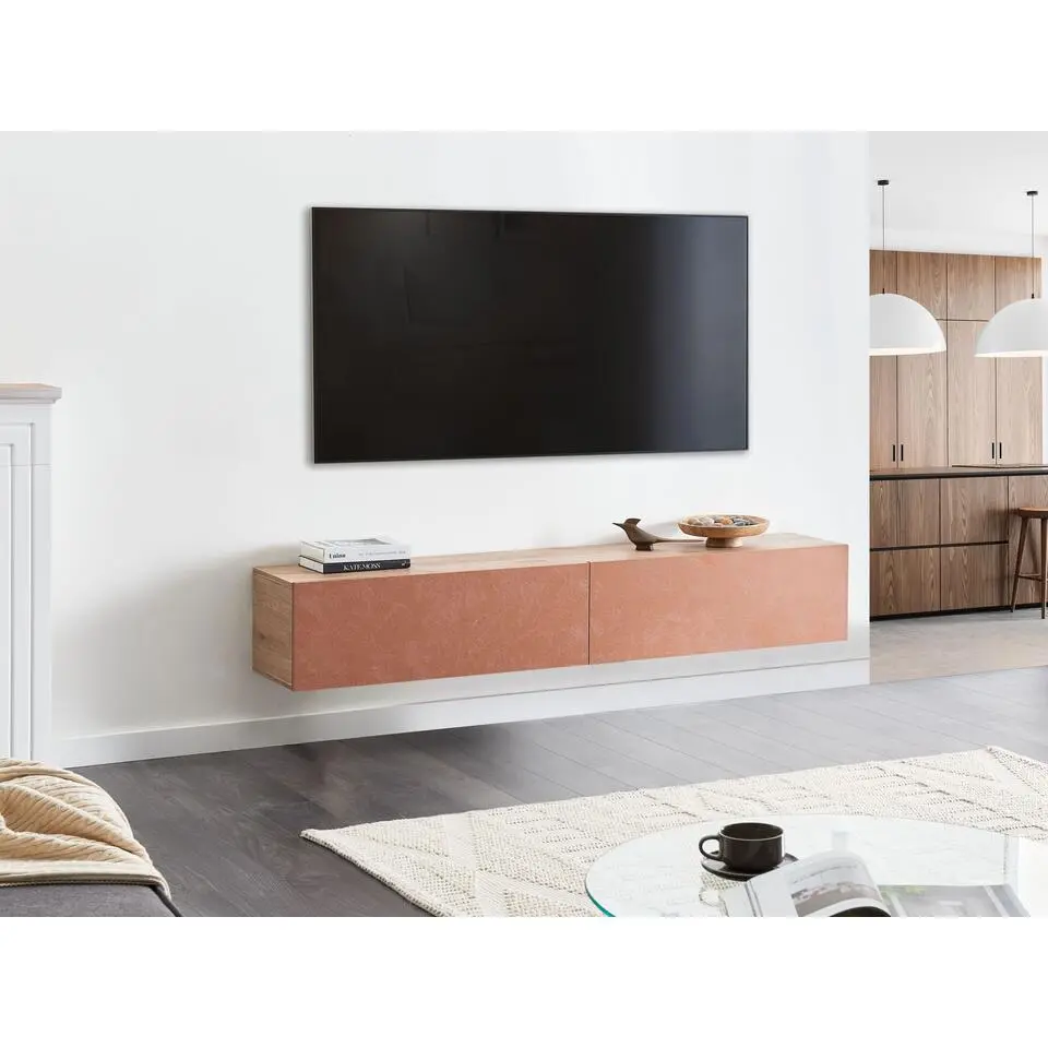 GLADSTONE - Wandgemonteerd TV-meubel - Rood - 180 cm - Vezelplaat