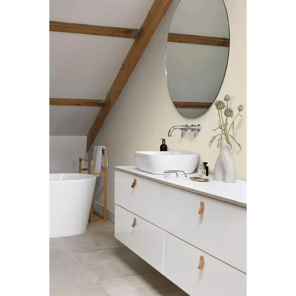 ESTAhome behang hexagon beige - 53 cm x 10.05 m