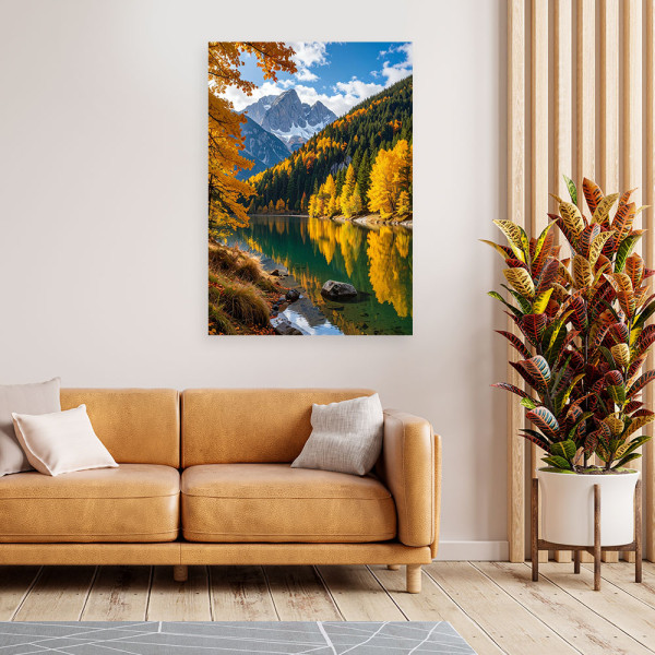 Obraz do salonu sypialni kuchni, Pejzaż jesienny jezioro góry natura 20x30