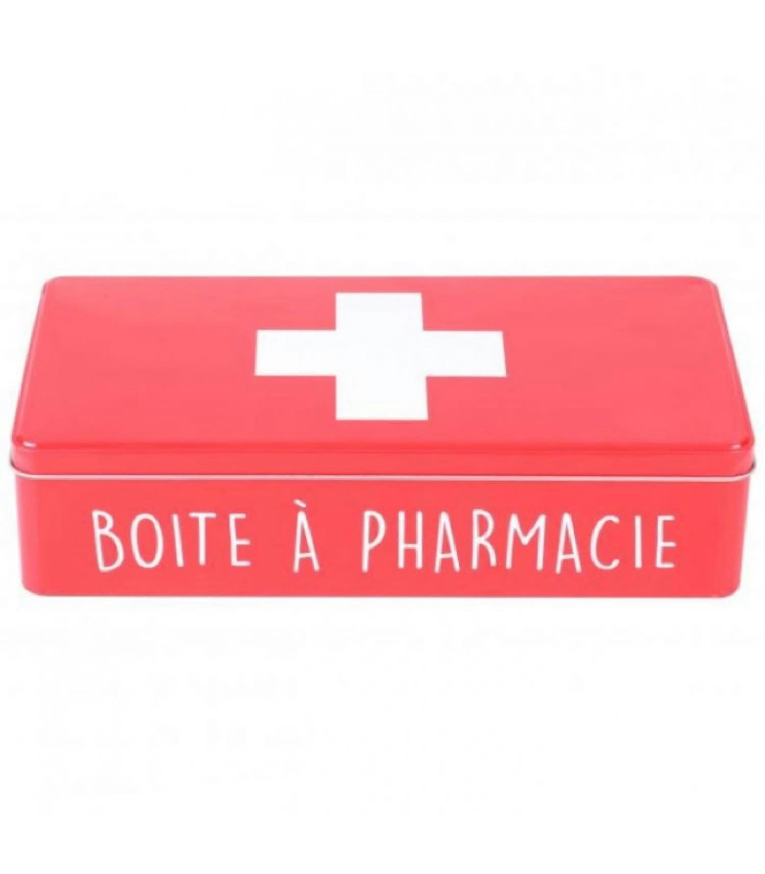 PHARMACIE - Boîte en métal rouge et croix blanche 32x15,5cm