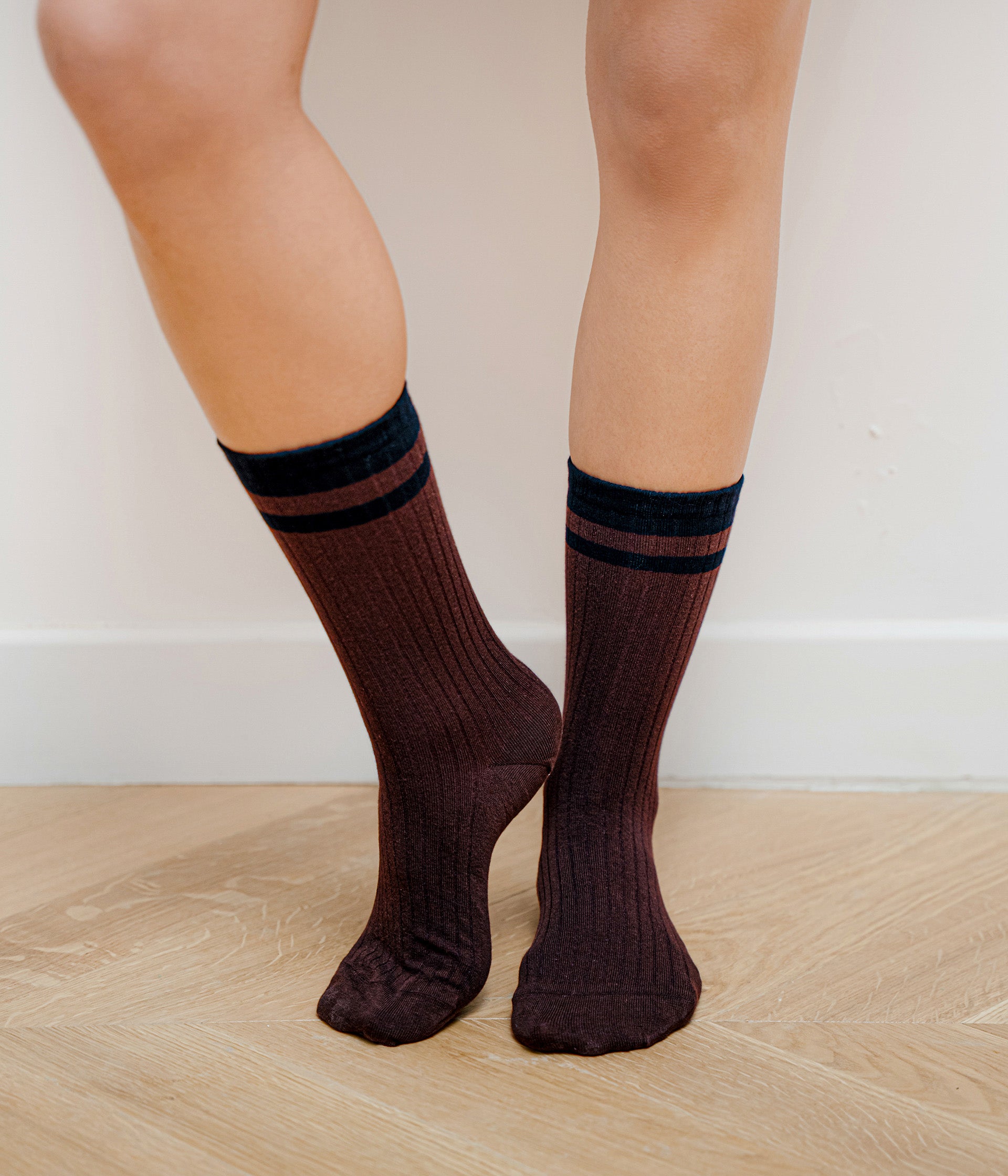 Chaussettes côtelées chocolat Venus
