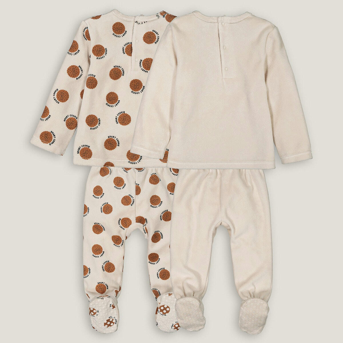 Lot de 2 pyjamas 2 pièces velours, motif cookies