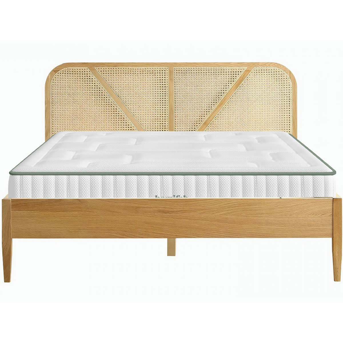 LATEX LUXURY & LEONIE - Pack lit 140x190 en bois et cannage + Matelas latex naturel