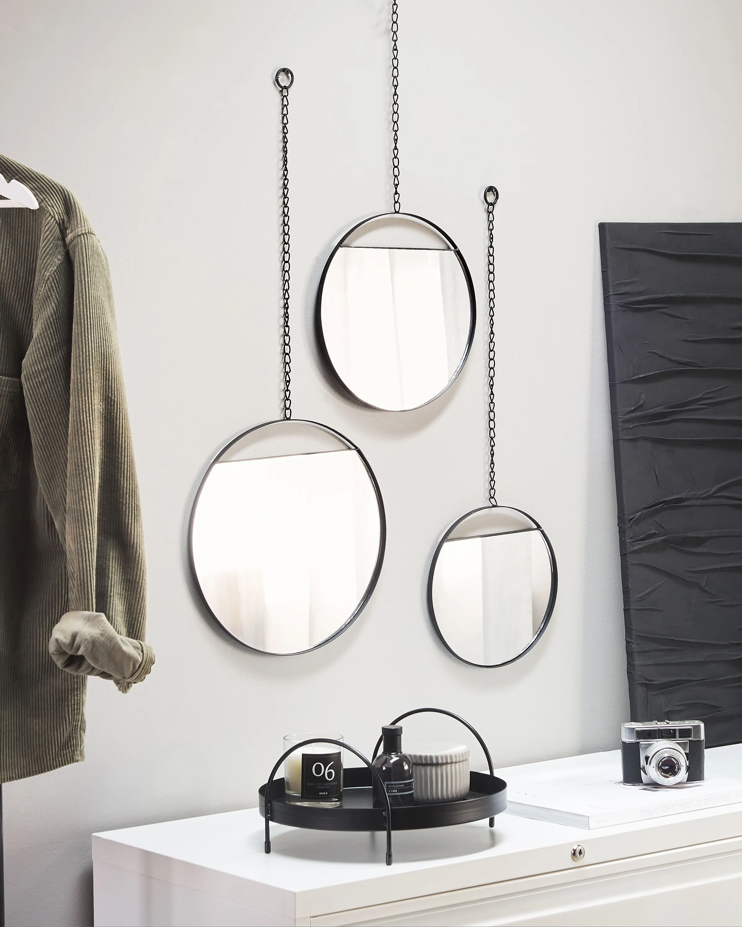 Wall Mirror ODOS 33/29/24 cm 80/75/69 cm Metal Black