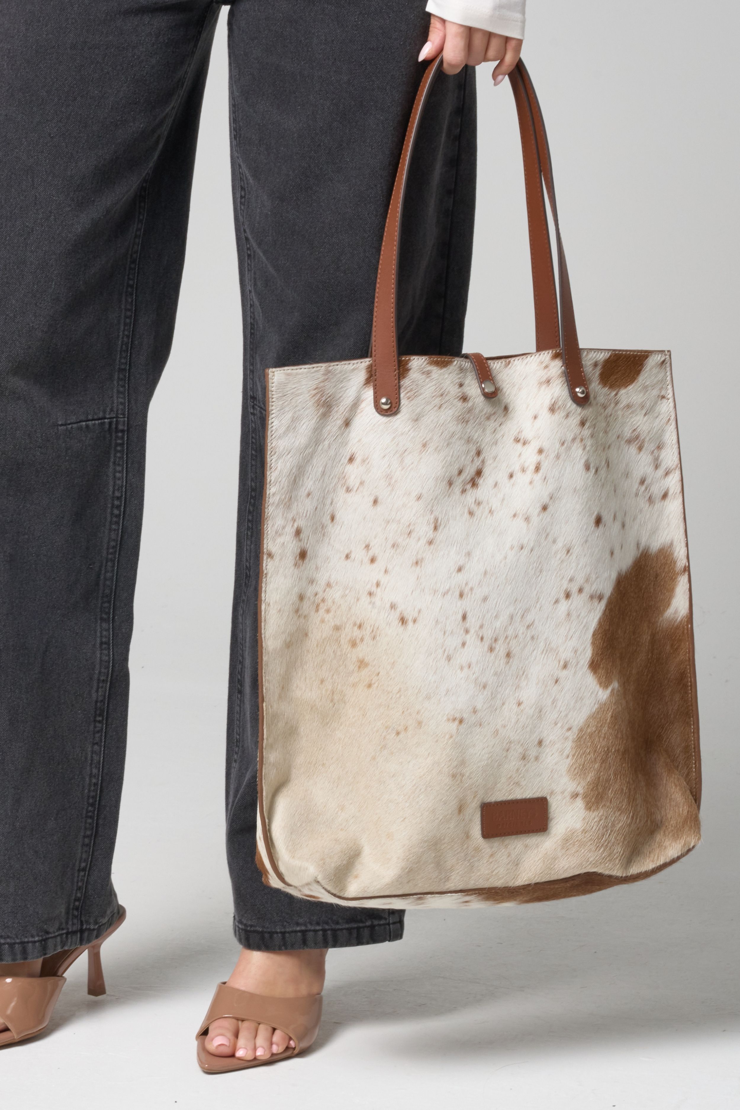 Barneys Originals Brown Cowhide Tote Bag