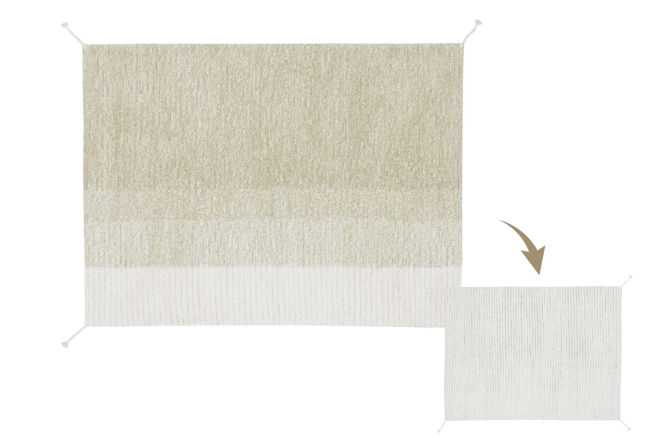 REVERSIBLE - Tapis lavable en coton vert 120x160