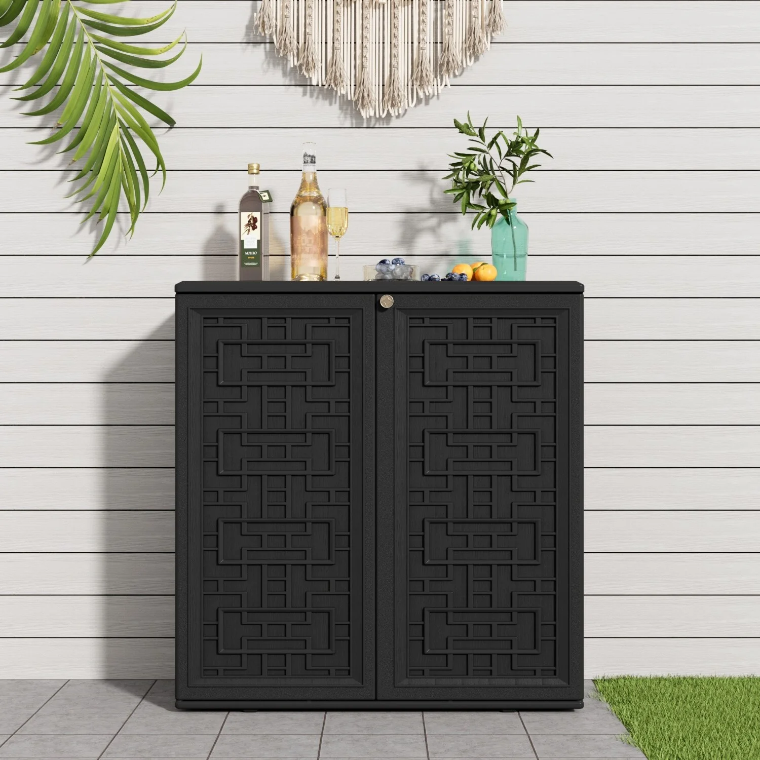 Outdoor 34.3W x 36.2H Plastic Vertical Storage Shed With One Shelf