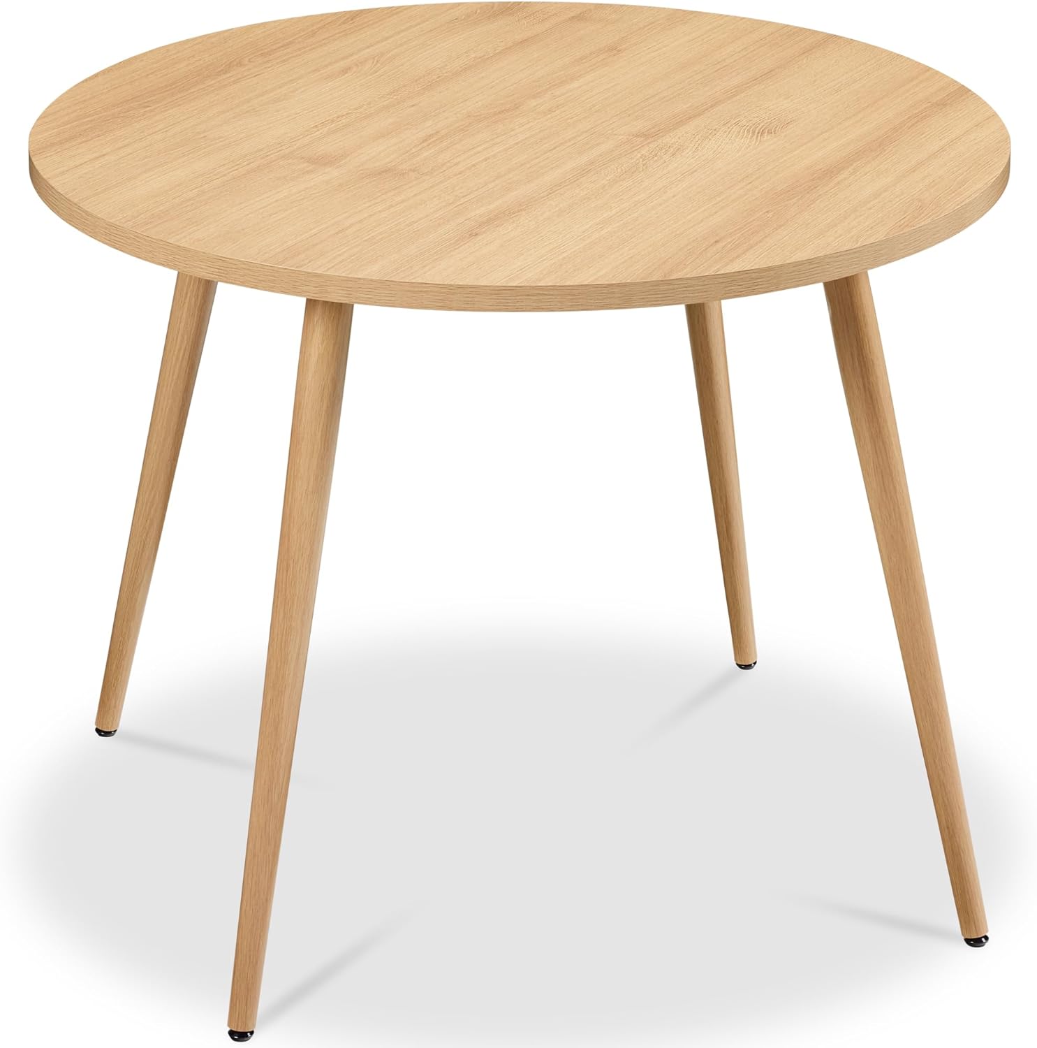 Best Choice Products Round 35.5in Dining Table for 4 w/Sturdy Wood Finish Steel Legs, Mid Century Modern, Space-Saving, Small Space Circle Dinette for Home, Kitchen, Apartment - Natural