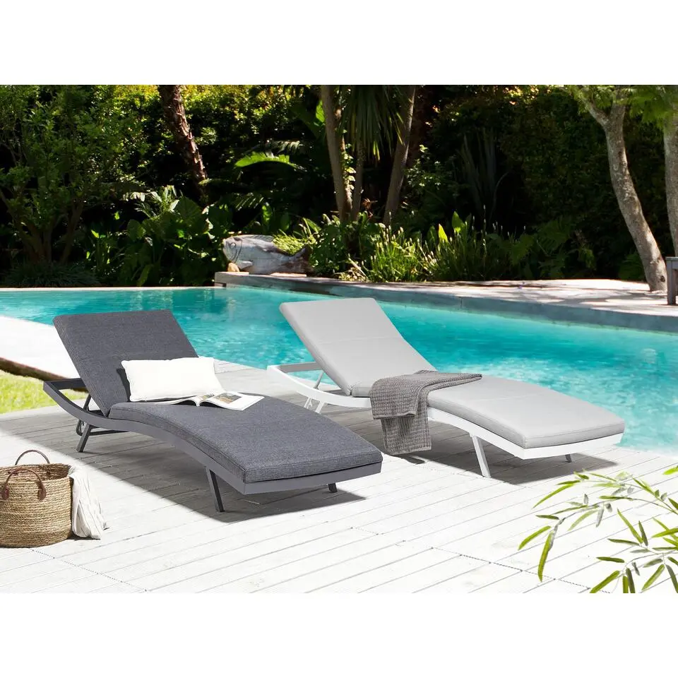 AMELIA - Ligstoel - Grijs - Textiel