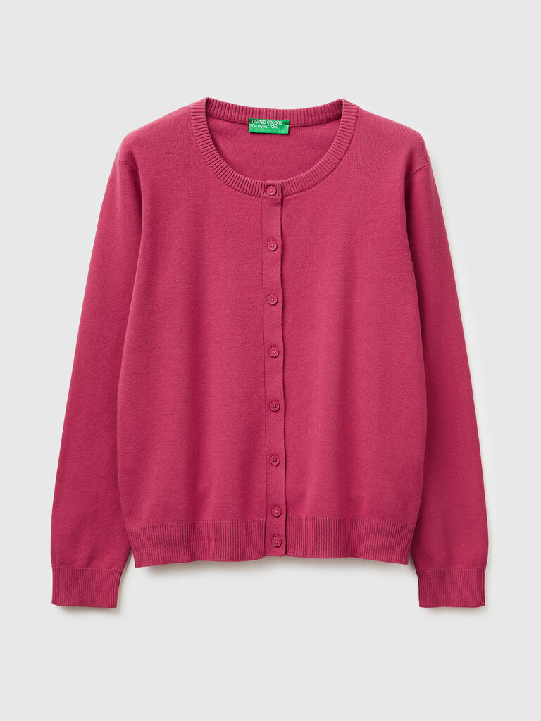 Plum cardigan in cotton tricot