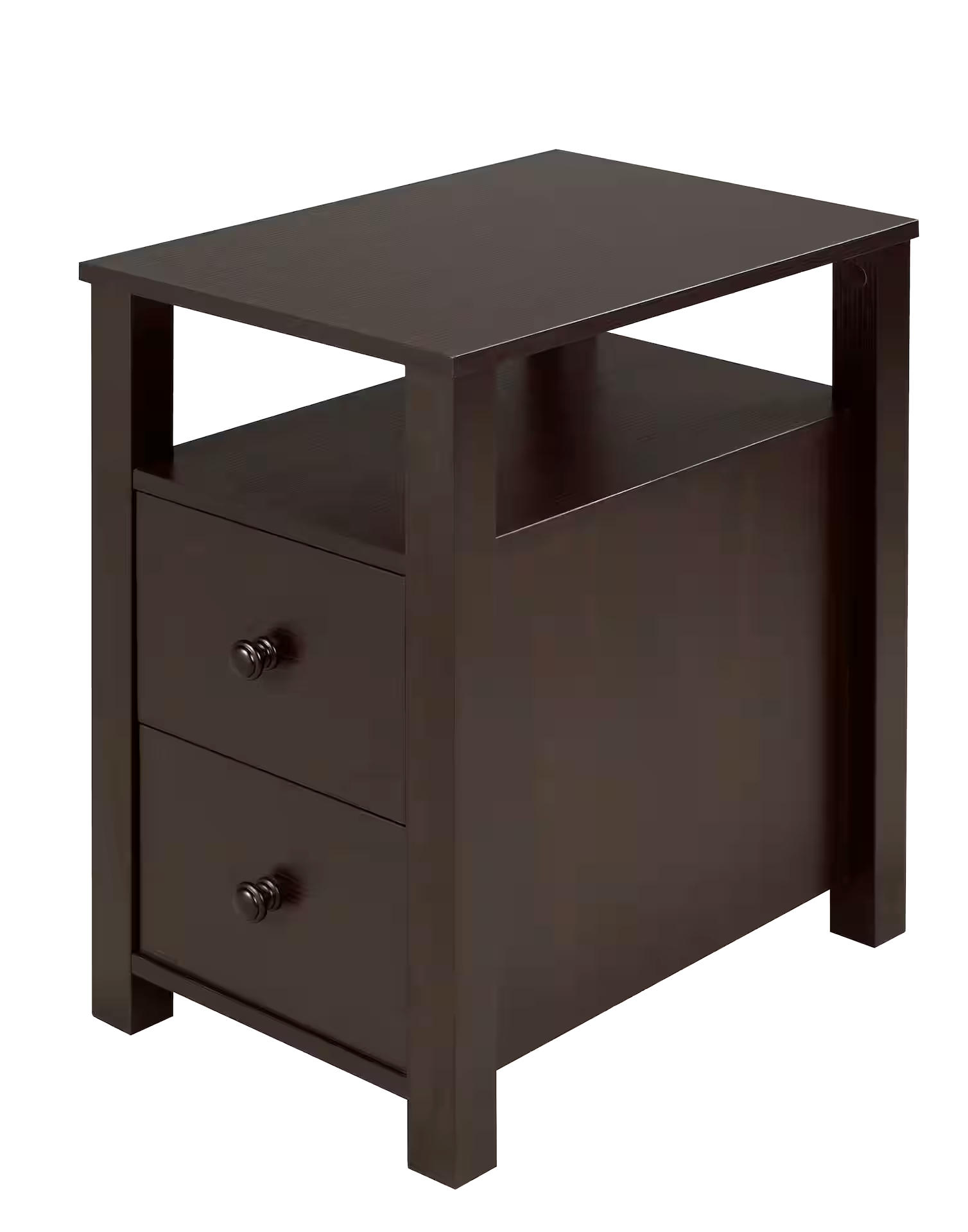 Brassex Traditional Side Table with Storage, Dark Cherry