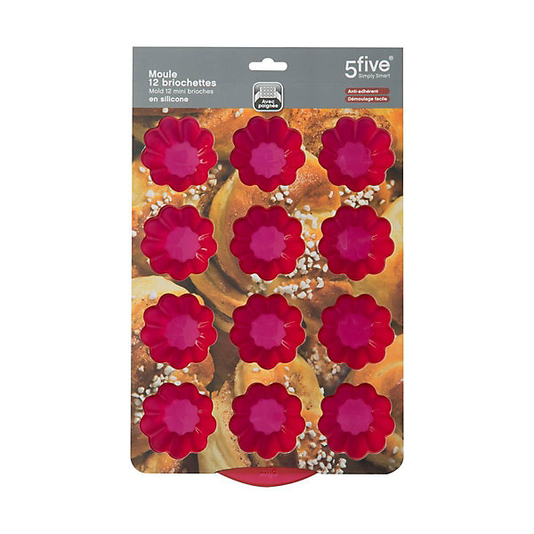 Moule 12 briochettes silicone- Rouge Silicone Pro - 5Five